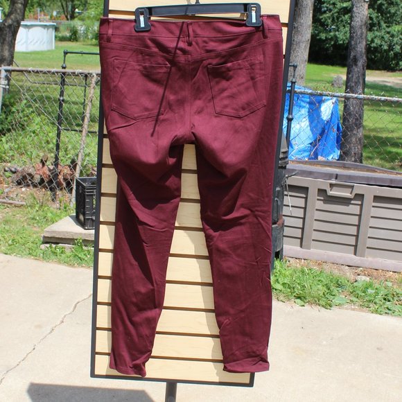 Mossimo Leather-look Stretch Extensible Pants - Maroon - Size 10 - Picture 7 of 12